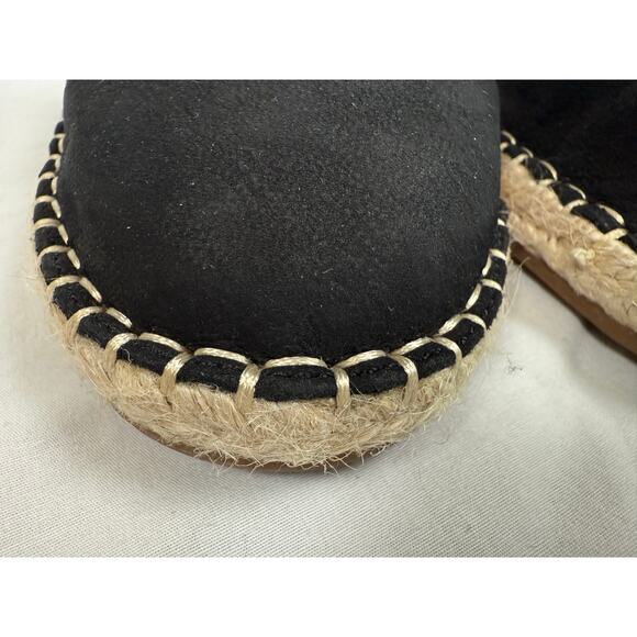 Eileen Fisher Lace Leather Espadrille Sandals Black and Jute‎ Size 6 - Picture 4 of 11